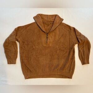 Barefoot Dreams Women’s Medium Honey-colored Half-Zip Sweater. CozyChic.